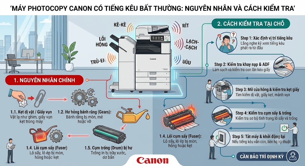 Máy Photocopy Canon Có Tiếng Kêu Bất Thường: Nguyên Nhân Và Cách Kiểm Tra 1 540